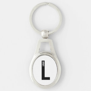 Llavero Monograma y nombre personalizados modernos en negr