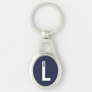 Llavero Monograma y nombre personalizados modernos en negr