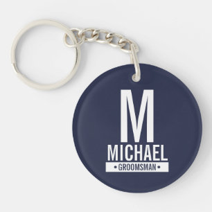 Llavero Monograma y nombre personalizados para el padrino