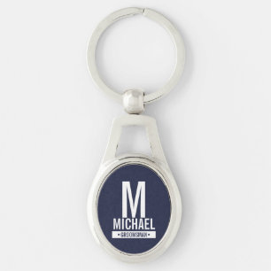 Llavero Monograma y nombre personalizados para el padrino 