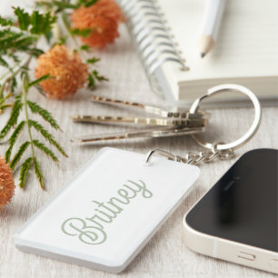 Llavero Monograma y nombre personalizados verde sabio mode