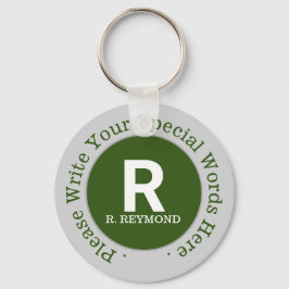 Llavero monograma y texto personalizado en bonito verde pr