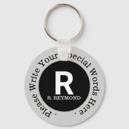 Llavero monograma y texto personalizado en negro de promoc