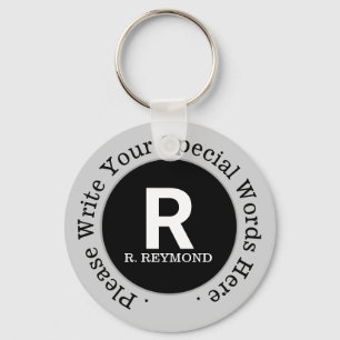 Llavero monograma y texto personalizado en negro de promoc