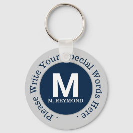 Llavero monograma y texto personalizado en promoción azul