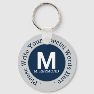 Llavero monograma y texto personalizado en promoción azul
