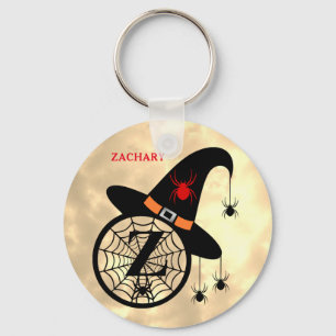 Llavero Monograma Z Halloween Sky Witch Spider Name