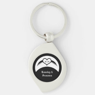 Llavero Monogramado Boda gótico Personalizado del corazón