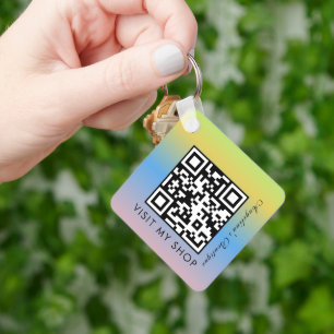 Llavero Monogramado con Código QR Gradiente para N