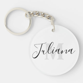 Llavero Monogramado con Letra Script Gris Sencillo