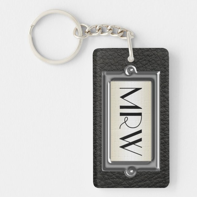 Llavero Monogramado de 3 letras - Personalizado para hombr (Frente)