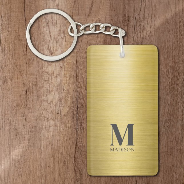 Llavero Monogramado metálico cepillado de oro (Subido por el creador)