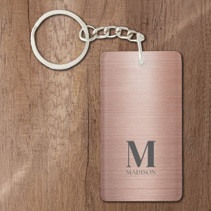 Llavero Monogramado metálico de oro Rosa