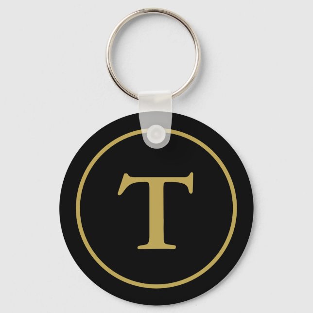 Llavero Monogramado moderno negro y oro (Anverso)