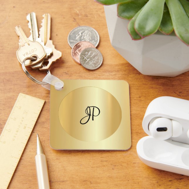 Llavero Monogramado Nombre inicial Faux Gold Personalizabl (Escritorio )
