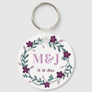Llavero Monogramas personalizados para recién casados y fa