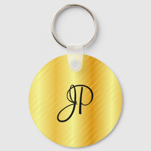Llavero Monogramed Elegant Gold Look Template Moderno