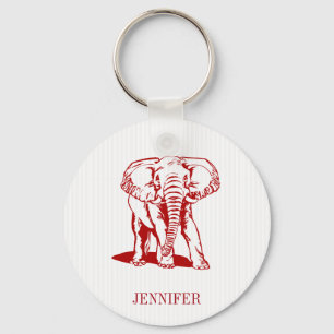 Llavero Monogrammed Cute Dark Elephant Rojo