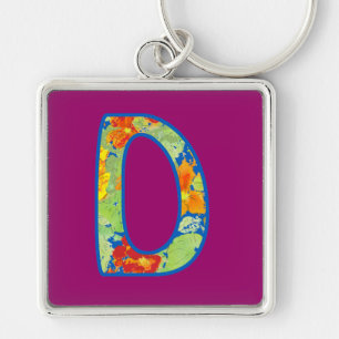 Llavero Monogrammed D, Ditsy Floral Pattern