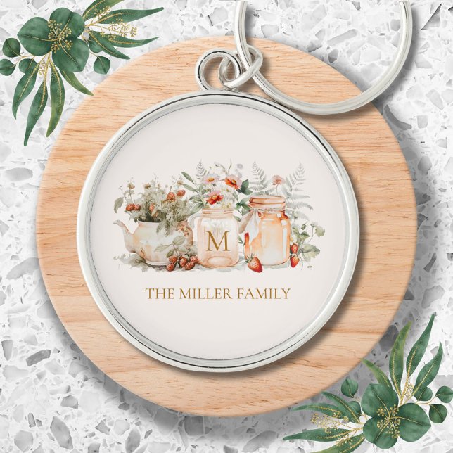 Llavero Monogrammed Forest Floral Botanical Family Name (In situ)