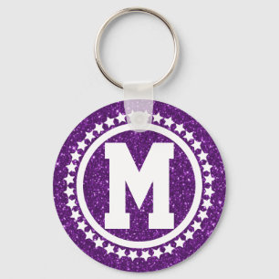 Llavero Monogramo de la Estrella Glitz Púrpura