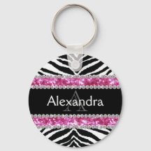 Monogramo Faux Purpurina Bling Zebra Chicas ID de