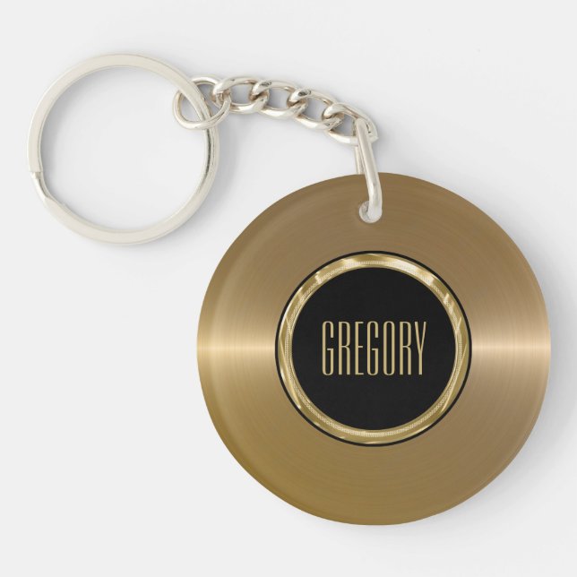 Llavero Monogramo Metálico Gold Stainless Steless Look 2 (Frente)