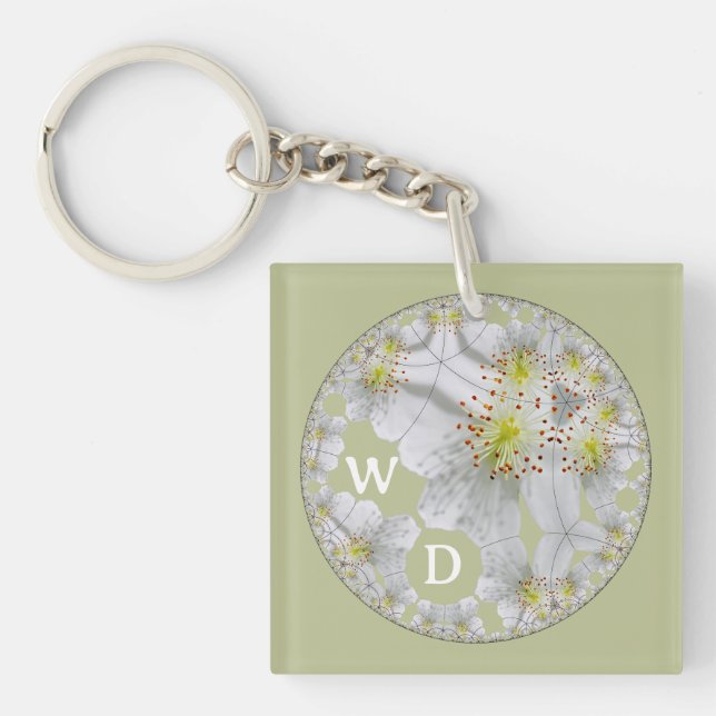 Llavero Monogramo Resumen Diversión Floral Arte Amarillo M (Frente)