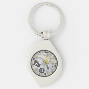 Llavero Monogramo Resumen Fun Floral Arte Carbón