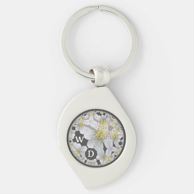 Llavero Monogramo Resumen Fun Floral Arte Carbón (Anverso)