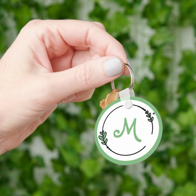 Llavero Mononogramado verde bonito (Mano)