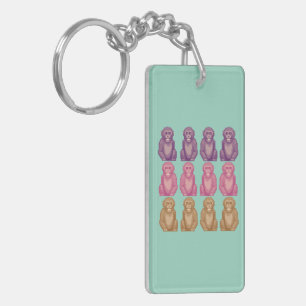 Llavero Monos Coloridos al Estilo de Pixel Caprichoso