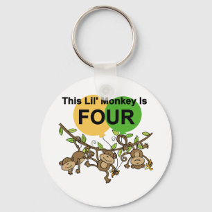 Llavero Monos que se balancean 4ª camisetas de cumpleaños