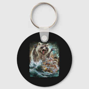 Llavero Monster Raccoon Mientras Kraken Ataca Un Barco De