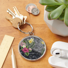 Llavero Monstera Tapa e Hibiscus hawaiano