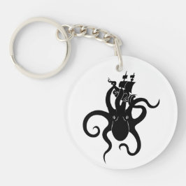 Llavero Monstruo marino azul y kraken negro con barco