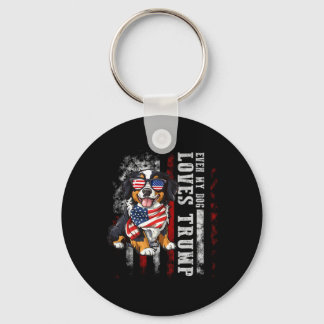 Llavero Montaña Bernesa, incluso mi perro ama a Trump grac