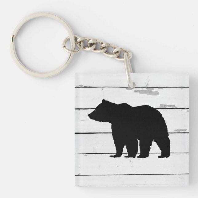 Llavero Montaña de los Shiplap de la Silhouette del oso (Frente)