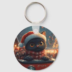 Llavero Montaña Rusa de Gato Negro de Navidad