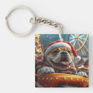 Llavero Montaña Rusa De Perro Bullmastiff Navidad