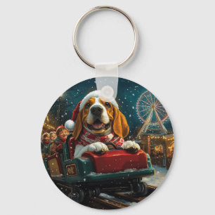 Llavero Montaña Rusa Perro Basset Hound Navidad
