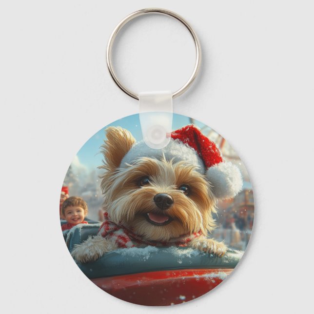 Llavero Montaña Rusa Perro Terrier Biewer Navidad  (Anverso)