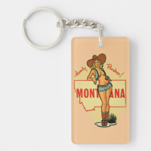 Llavero Montana State Vintage Pin Up Girl Keychain 
