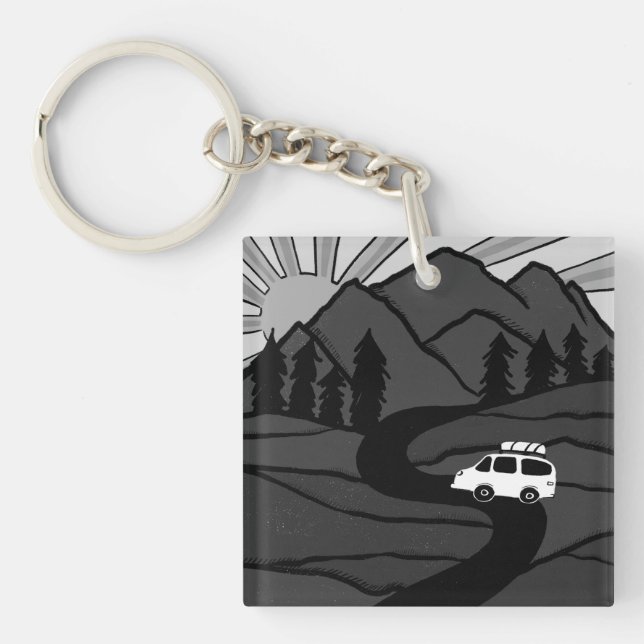 Llavero Montañas Campervan Vanlife RV Sunrise (Frente)