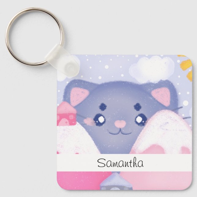 Llavero Montañas de Gato y Invierno Con Un Sol Acondiciona (Anverso)