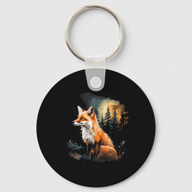 Llavero Montañas de la naturaleza de la selva Fox Lover Ca (Anverso)