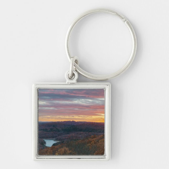 Llavero Montañas Ozark Keychain del atardecer de otoño (Frente)
