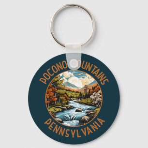 Llavero Montañas Pocono Pennsylvania Sunset Retro Art