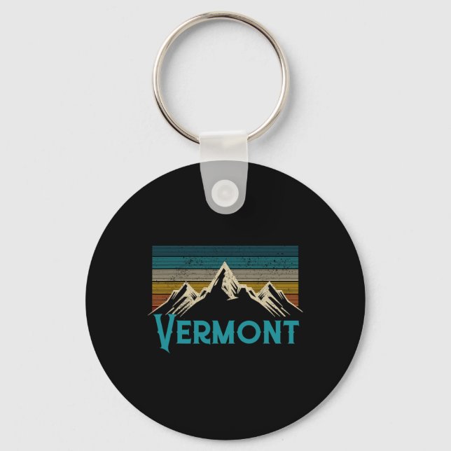 Llavero Montañas Vermont Vintage Retro Senderismo Souvenir (Anverso)