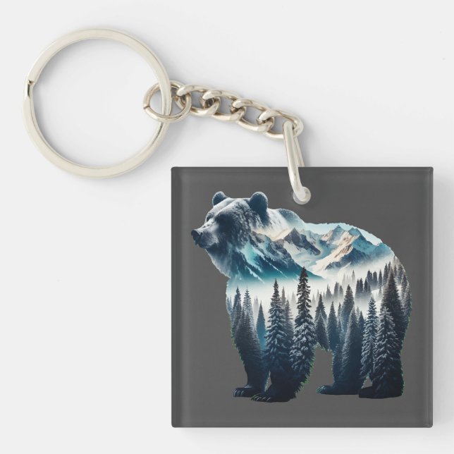 Llavero Montañas y bosques de oso pardo (Frente)